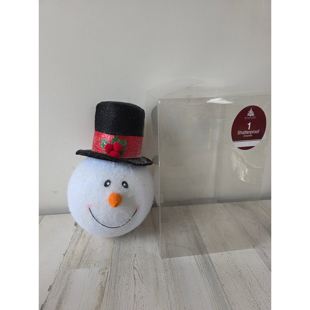 Enchanted Forest huge snowman hanging ornament glitter top hat red x-mas tree‎